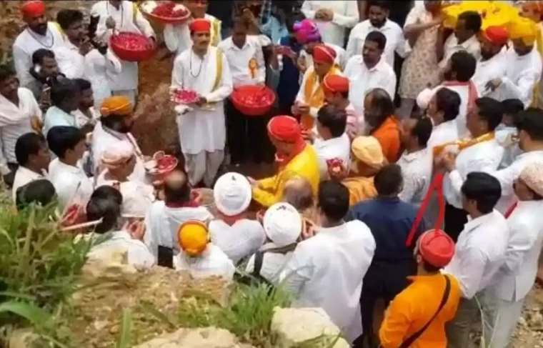 The foundation stone of the world's largest sitting statue of Panchmukhi Balaji